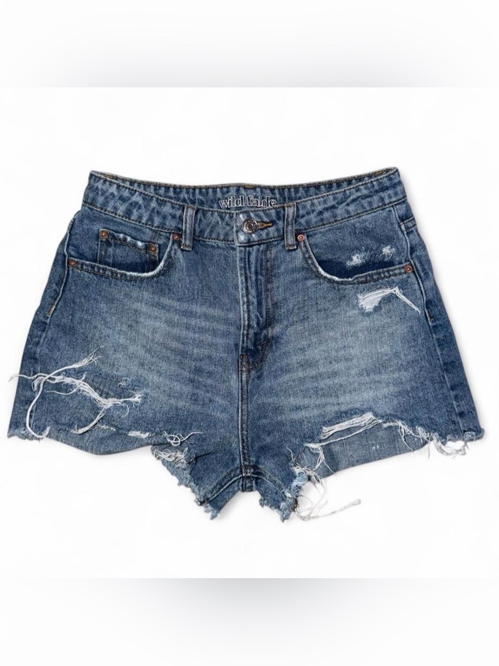 wild fable Distressed Blue Denim High-Rise Shorts